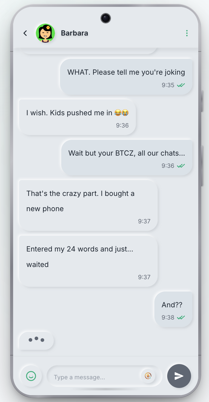 Z-Text message recovery with 24-word seed
